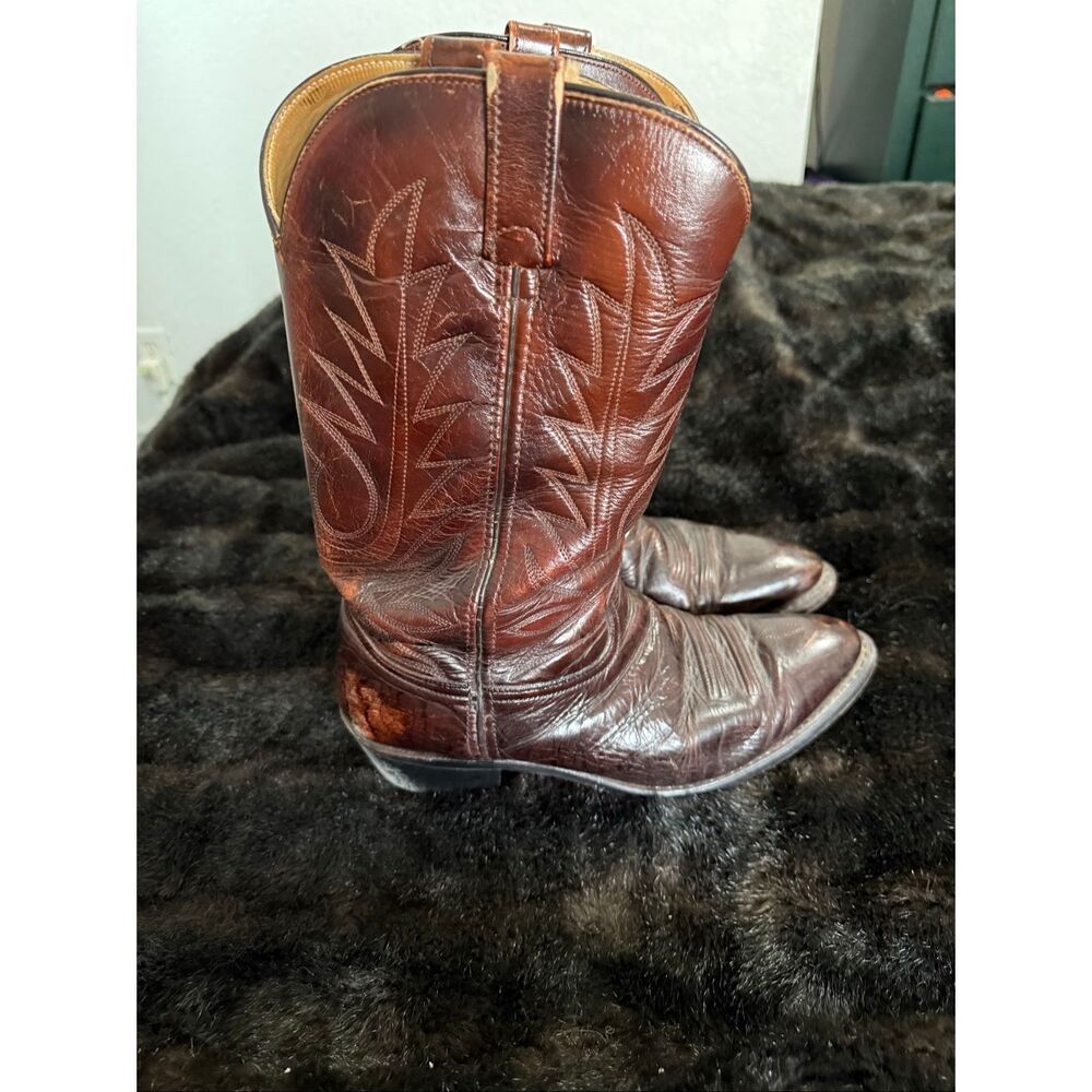 Vintage USA made  Cognac Leather Cowboy Western Boots‎ Men's 10.5 D
